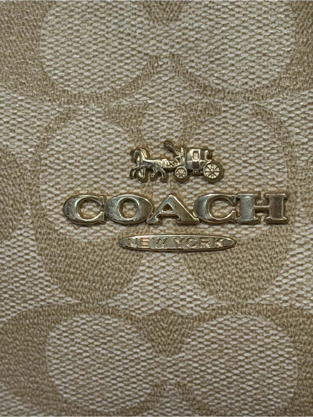 Coach Signature Canvas Shoulder Bag in Beige and Tan